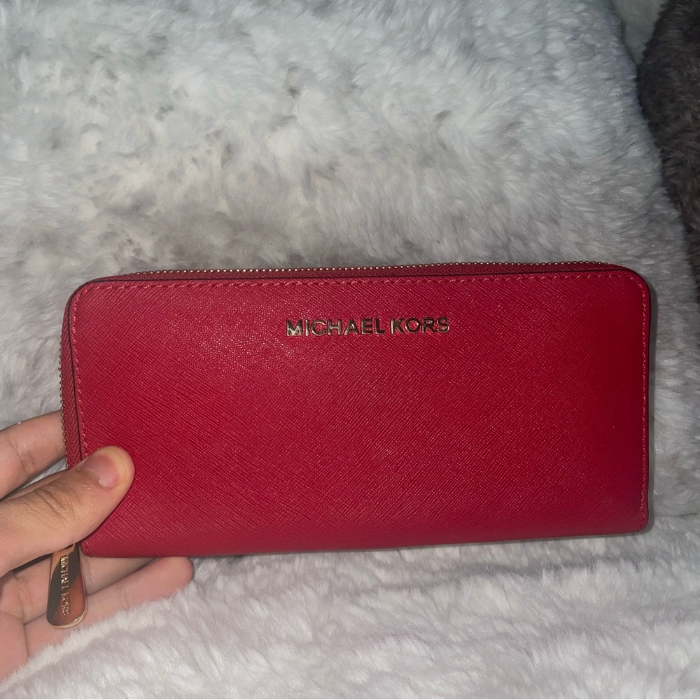Red saffiano leather Continental wallet large Michael Kors wallet - Picture 15 of 16